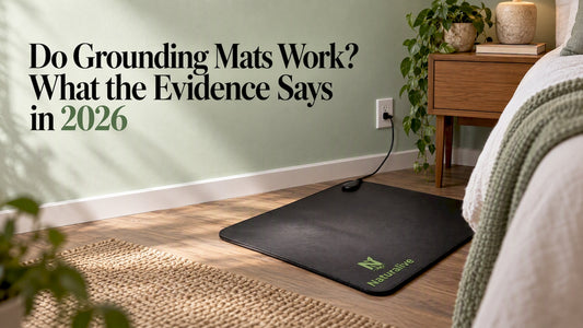 Grounding mat beside a bedroom bed